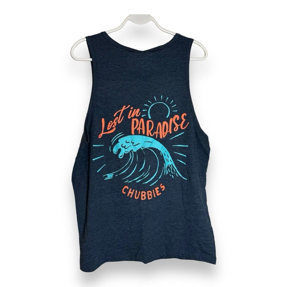Men's Chubbies The Giant Wave Tank Top Blue NWT Size Small‎